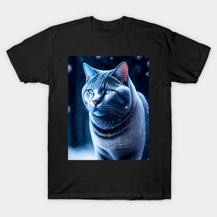 Glowing British Shorthair In Snow T-Shirt